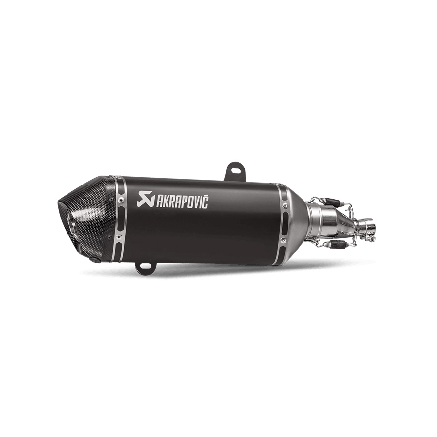 Silenziatore omologato Acciaio nero con fondello in carbonio linea scooter Akrapovic per VESPA GTS 125/150 2017-2020