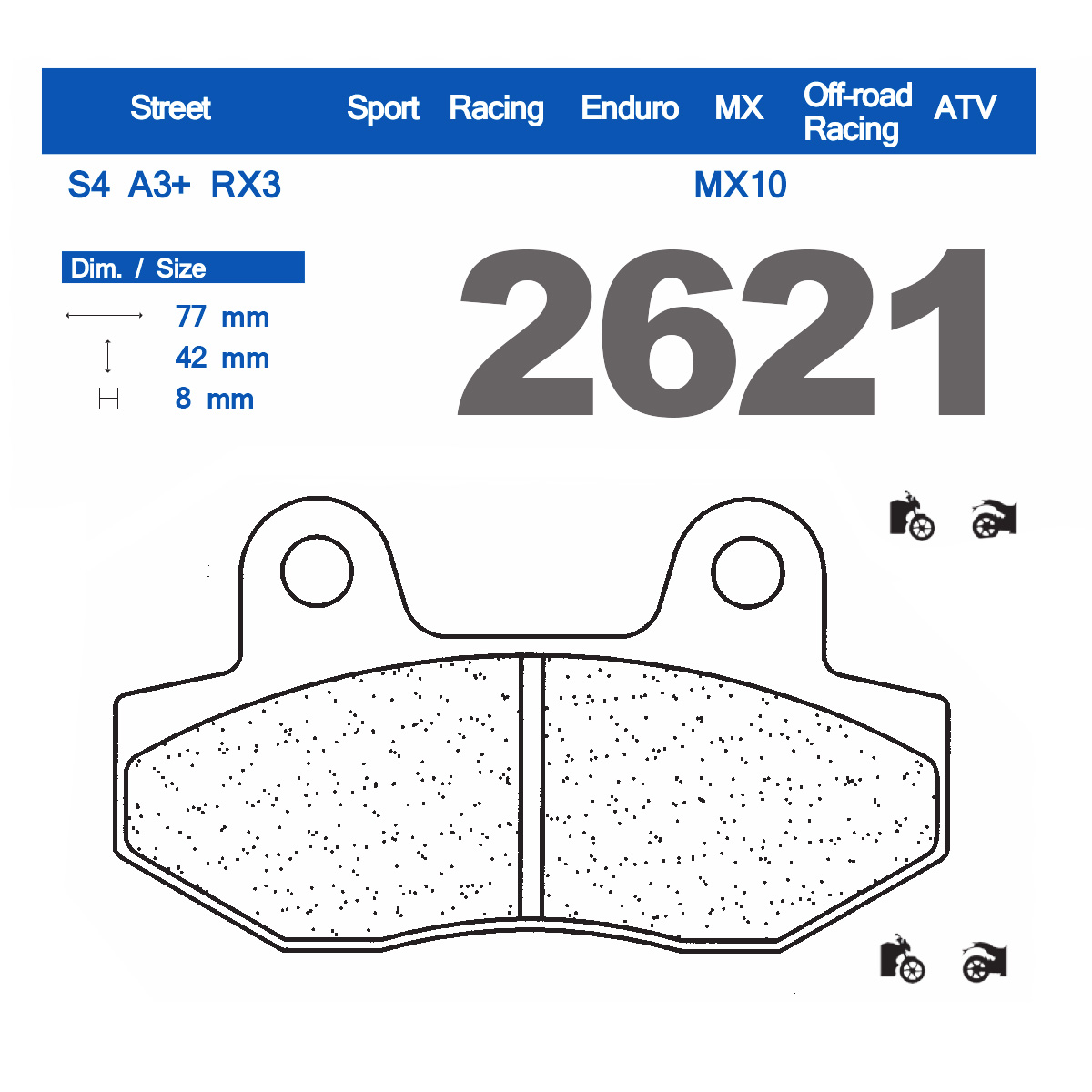 Set pastiglie freno anteriori CL-Brakes serie A3+ per HYOSUNG COMET GT 250 2001-2015
