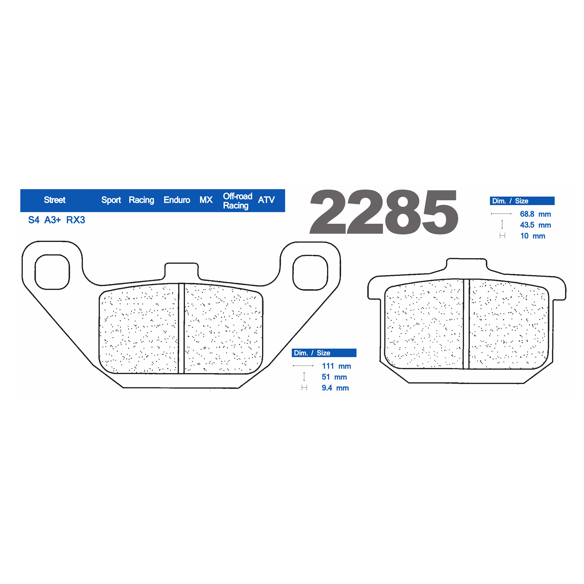 Set pastiglie freno anteriori CL-Brakes serie A3+ per KAWASAKI EL 250 ELIMINATOR 1988-1996