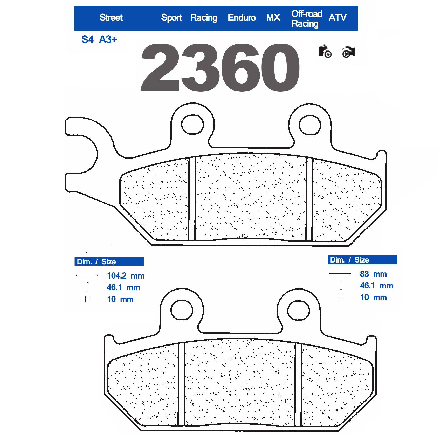 Set pastiglie freno anteriori CL-Brakes serie S4 per YAMAHA XT 600 E 1989-2003