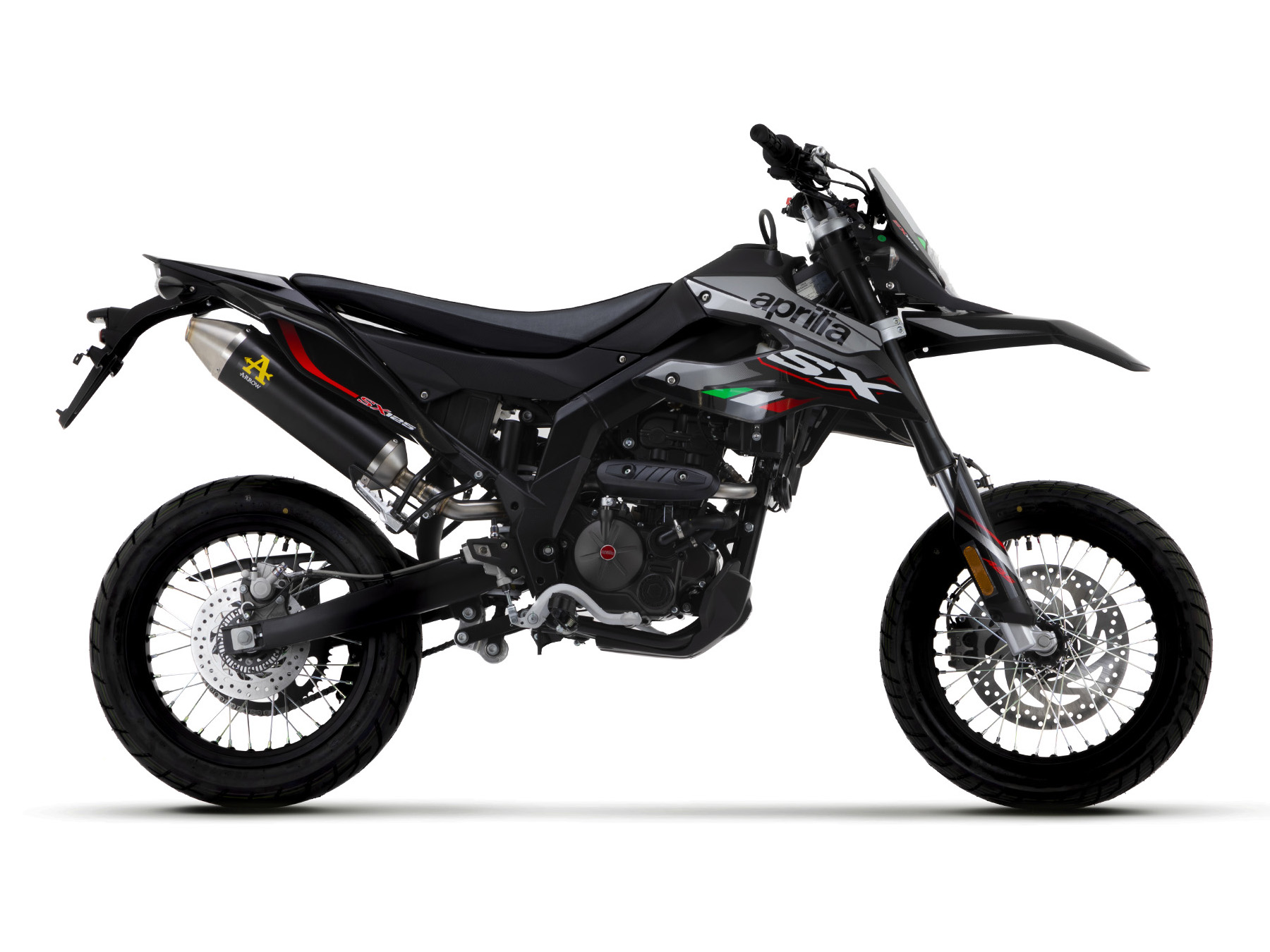 Terminale omologato Arrow Thunder Alluminio Dark fondello acciaio per APRILIA RX 125 2021-2024