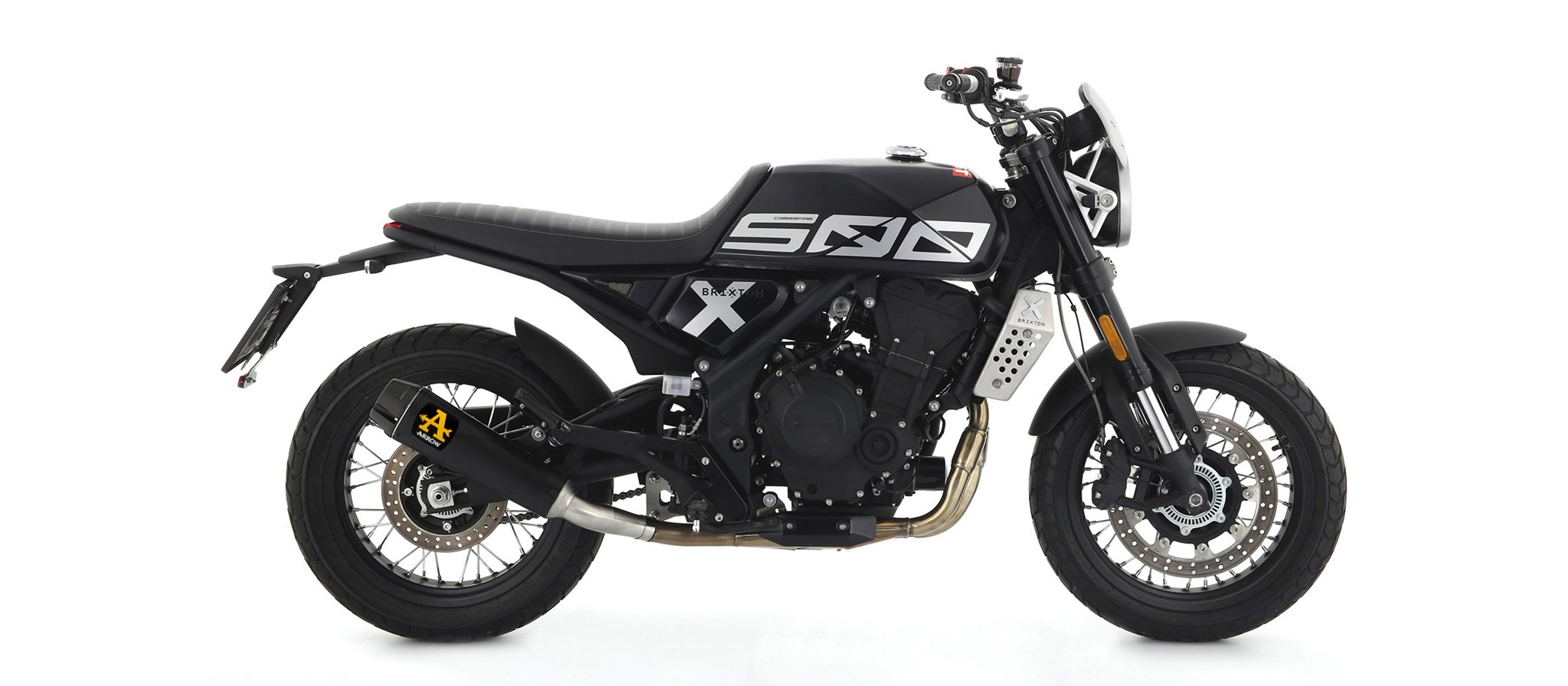 Terminale omologato Arrow Rebel Nichrom Dark fondello carbonio per BRIXTON CROSSFIRE 500 2021-2022