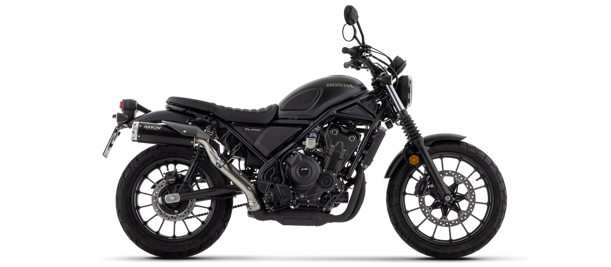 Terminale omologato Arrow Rebel Nichrom Dark fondello alluminio per HONDA CL 500 2023-2024