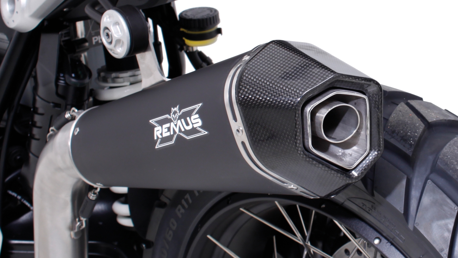 Silenziatore Remus Hypercone acciaio nero omologato con uscita alta per BMW R 1200 NINE-T SCRAMBLER 2017-2020
