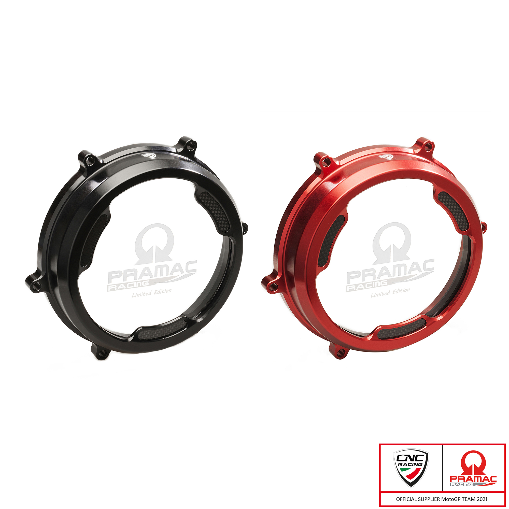Carter trasparente con inserti in carbonio CNC Racing Pramac Racing Limited Edition per frizioni ad olio per DUCATI PANIGALE 1199 /R/S 2012-2014