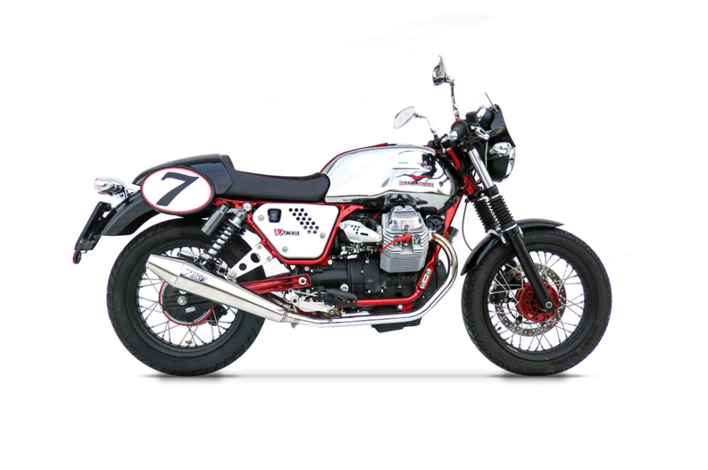 Slip-on Zard Conico Acciaio Inox Racing Lucidato per MOTO GUZZI CAFE' RACER 2009-2012
