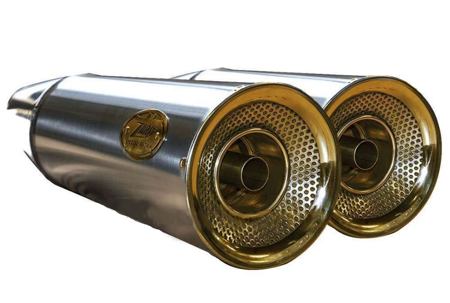 Slip-on Zard "BIG" Racing Acciaio Inox Satinato con Fondello Bronzato per MOTO GUZZI V9 BOBBER/ROAMER 2016-2019