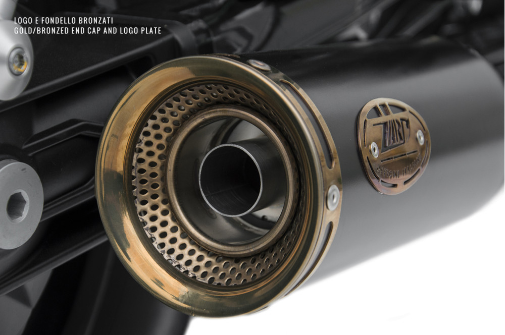 Slip-on Zard "SLIM" Racing Acciaio Inox Nero con Fondello Bronzato per MOTO GUZZI V9 BOBBER/ROAMER 2016-2019