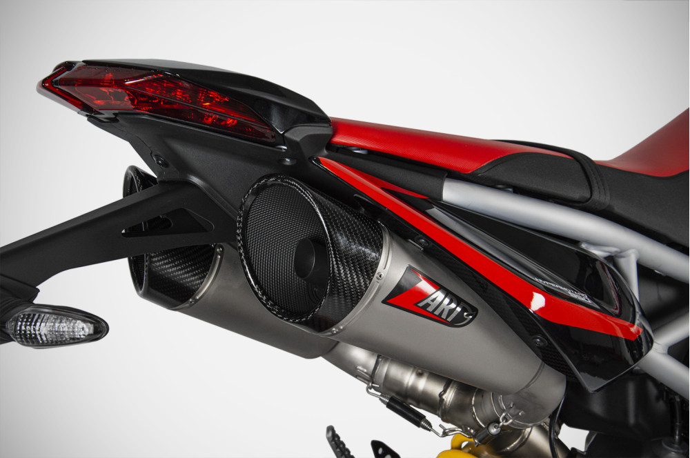 Slip-On Zard Acciaio Inox Finitura Sabbiata Fondello Carbonio Racing per DUCATI HYPERMOTARD 950/SP 2019-2023