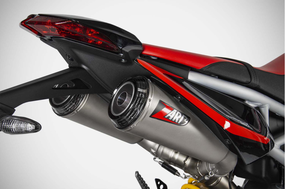 Slip-On Zard "TOP GUN" Acciaio Inox Finitura Sabbiata Fondello in Carbonio Racing per DUCATI HYPERMOTARD 950/SP 2019-2023