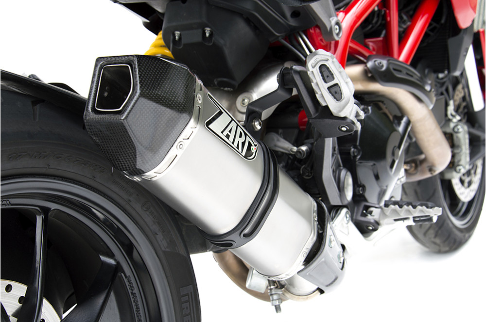 Slip-On Zard "PENTA-R" Titanio Satinato Fondello In Carbonio Racing per DUCATI HYPERMOTARD 821/SP 2013-2015