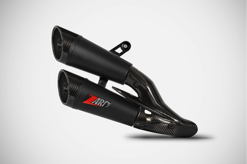Slip-On Zard Euro5 Omologato Acciaio Inox Nero fondello in carbonio per DUCATI MONSTER 937 2021-2023