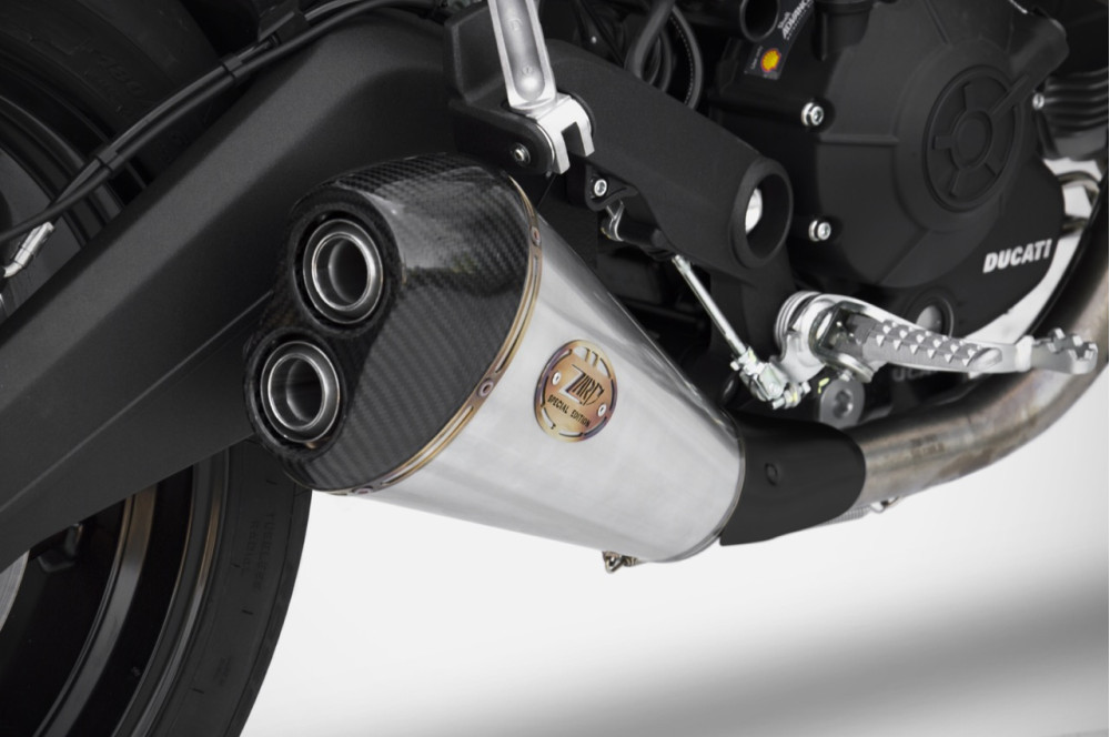 Slip-On Zard Omologato Satinato Acciaio Inox Fondello In Carbonio per DUCATI MONSTER 797 2017-2019