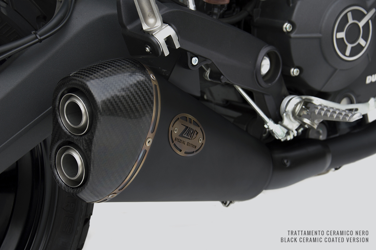 Slip-On Zard Omologato Nero Acciaio Inox Fondello In Carbonio per DUCATI MONSTER 797 2017-2019