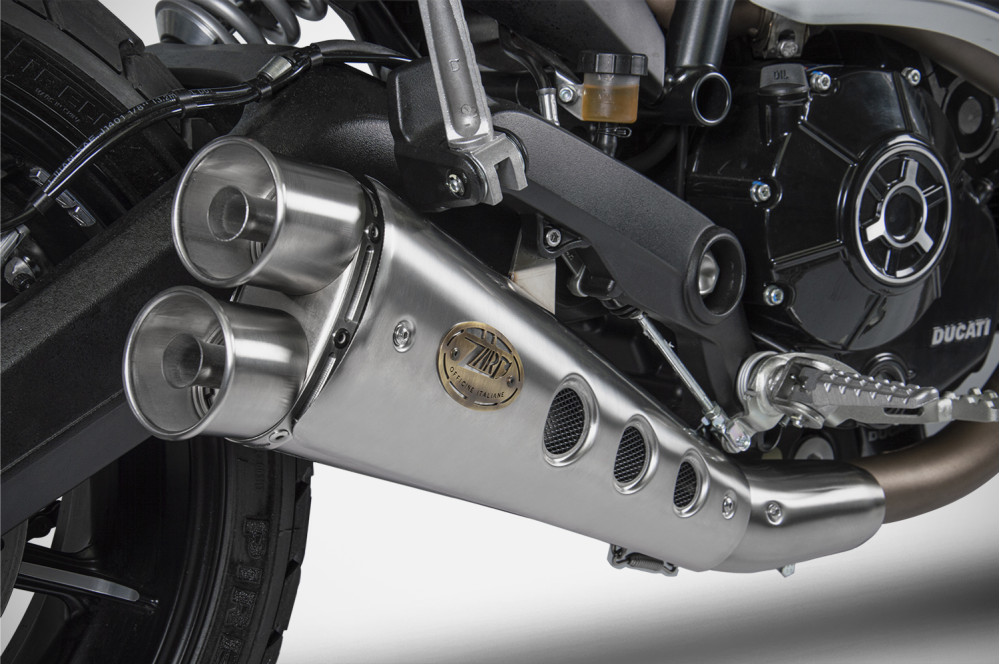 Slip-On Racing "SPECIAL EDITION" Zard Acciaio Inox satinato con paracalore per DUCATI SCRAMBLER 800 2021-2022