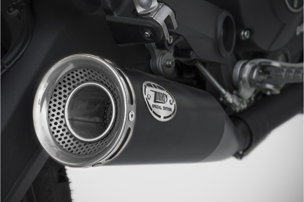 Slip-On Zard "ZUMA" Acciaio Inox Nero Fondello Argento Racing per DUCATI SCRAMBLER 800 2021-2022