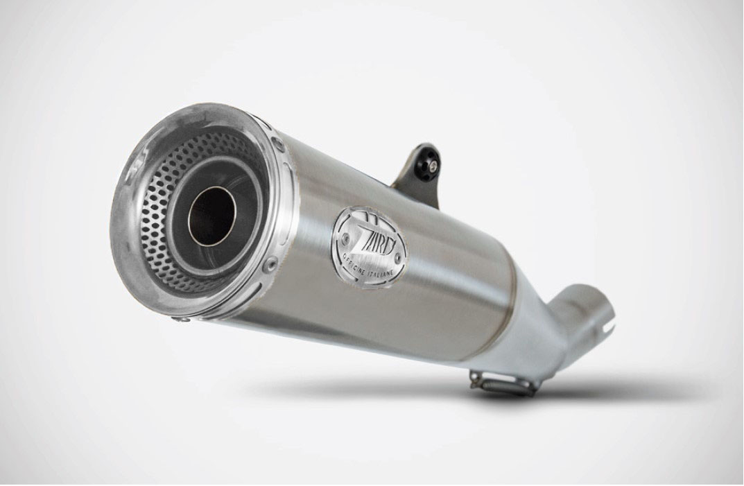 Slip-On Zard "ZUMA" Acciaio Inox Satinato Fondello Argento Omologato per DUCATI SCRAMBLER 800 2017-2020