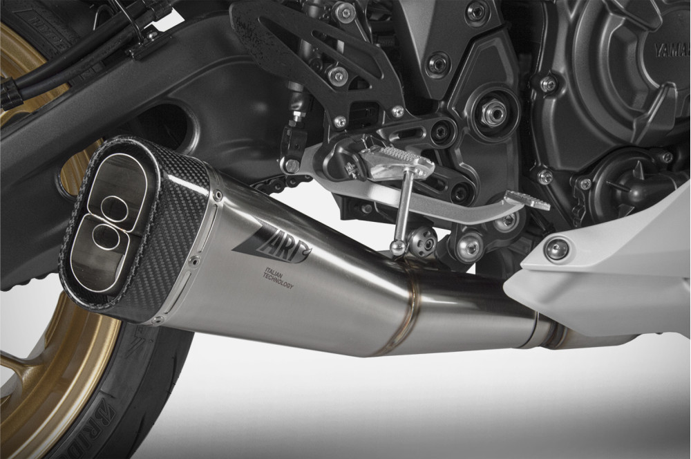 Kit Completo 2>1 Zard Acciaio Inox Racing Satinato Fondello Cabonio per YAMAHA R7 2021-2023