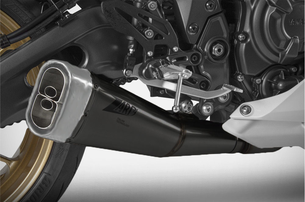 Kit Completo 2>1 Zard Acciaio Inox Racing Nero Fondello Inox per YAMAHA R7 2021-2023