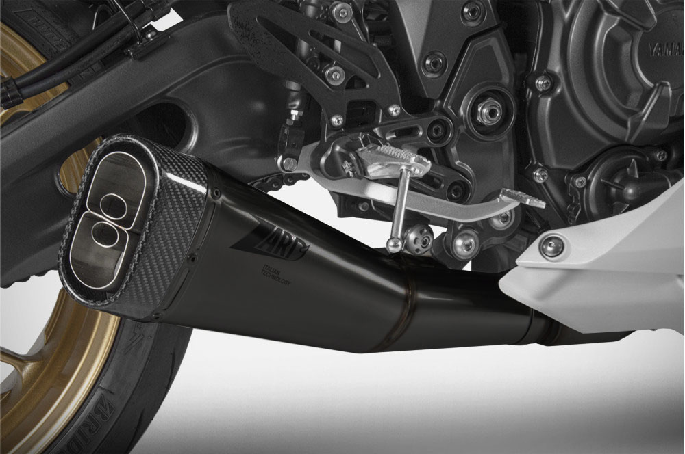 Kit Completo 2>1 Zard Acciaio Inox Racing Nero Fondello Cabonio per YAMAHA R7 2021-2023