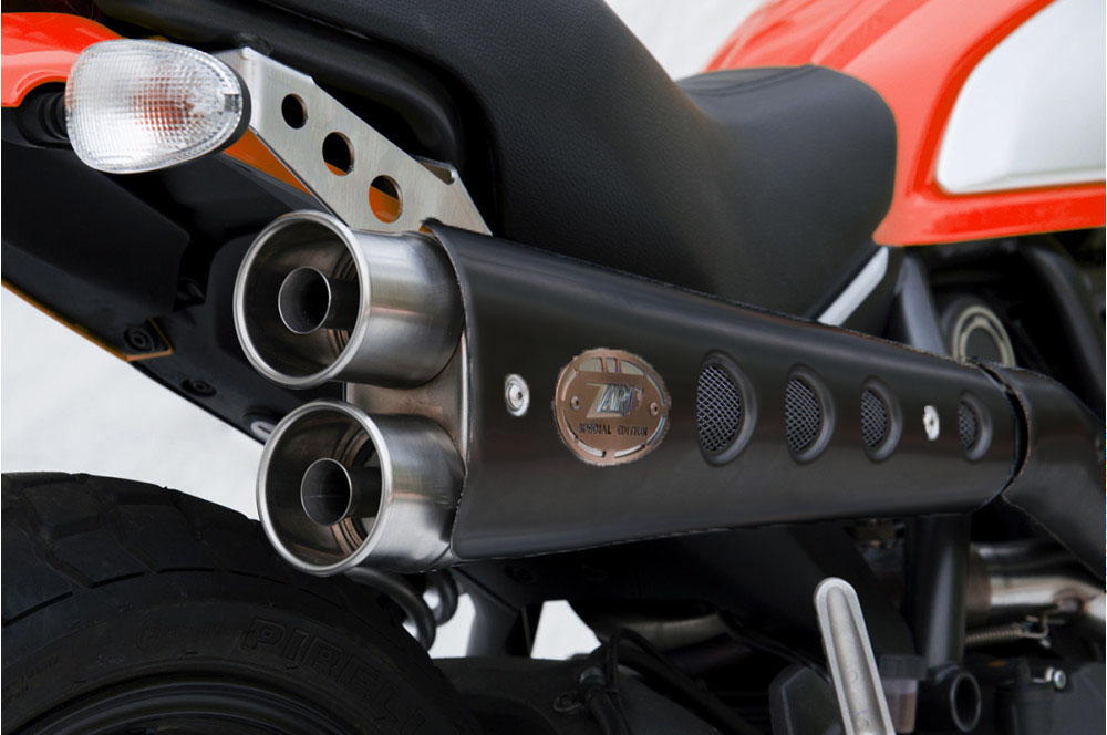 Kit Completo Alto "SPECIAL EDITION" Zard 2>1 Acciaio Inox Satinato con Paracalore Nero per DUCATI SCRAMBLER 800 2017-2020