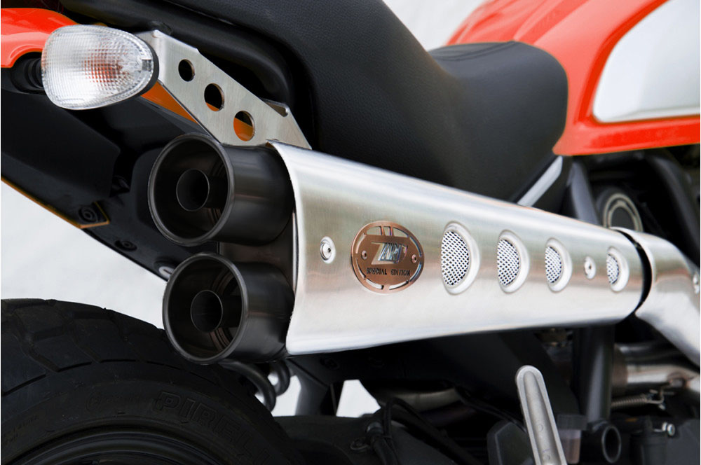 Kit Completo Alto "SPECIAL EDITION" Zard 2>1 Acciaio Inox Spazzolato con Paracalore Inox per DUCATI SCRAMBLER 800 2017-2020