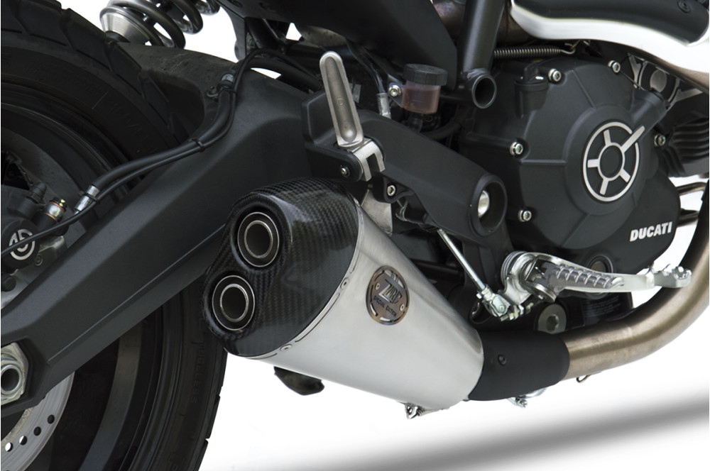 Slip-On Zard Acciaio Inox Satinato Fondello in Carbonio Omologato per DUCATI SCRAMBLER 800 2015-2016