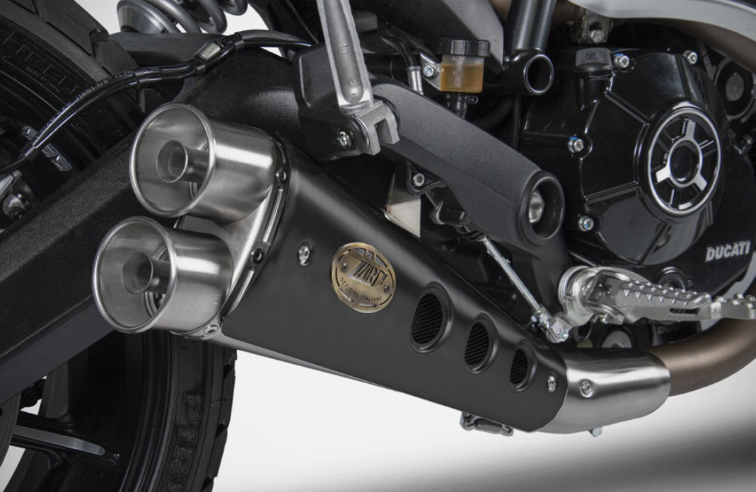 Slip-On Omologato "SPECIAL EDITION" Zard Acciaio Inox satinato con paracalore Nero per DUCATI SCRAMBLER 800 2017-2020