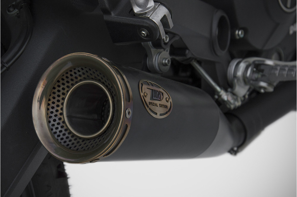 Slip-On Zard "ZUMA" Acciaio Inox Nero Fondello Bronzato Omologato per DUCATI SCRAMBLER 800 2015-2016