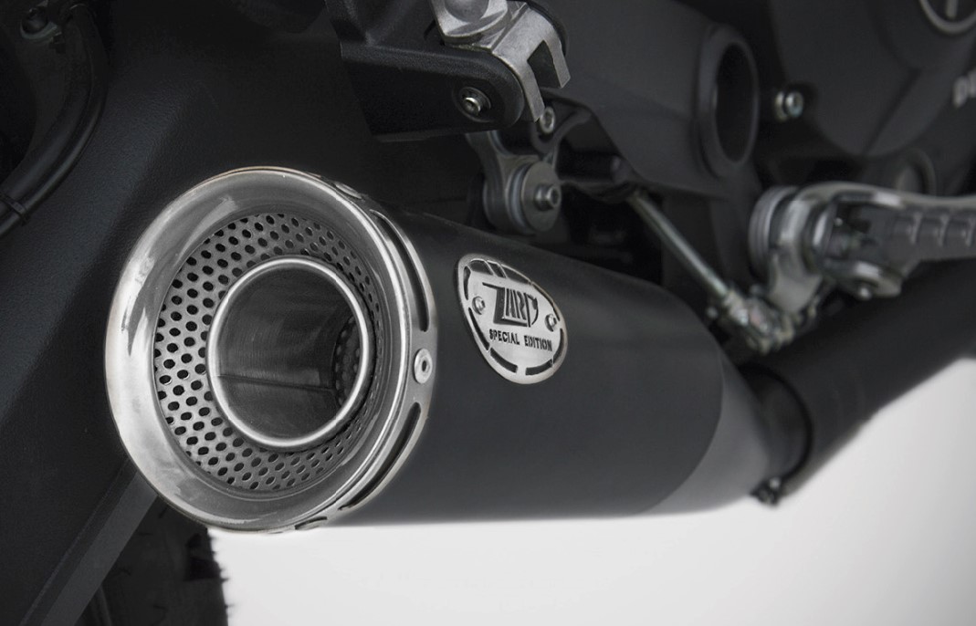 Slip-On Zard "ZUMA" Acciaio Inox Nero Fondello Argento Omologato per DUCATI SCRAMBLER 800 2015-2016