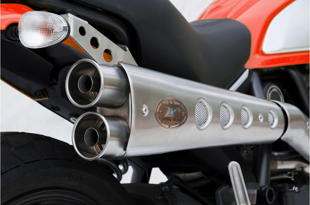 Kit Completo Alto "SPECIAL EDITION" Zard 2>1 Omologato Acciaio Inox Satinato con Paracalore Inox per DUCATI SCRAMBLER 800 2015-2016