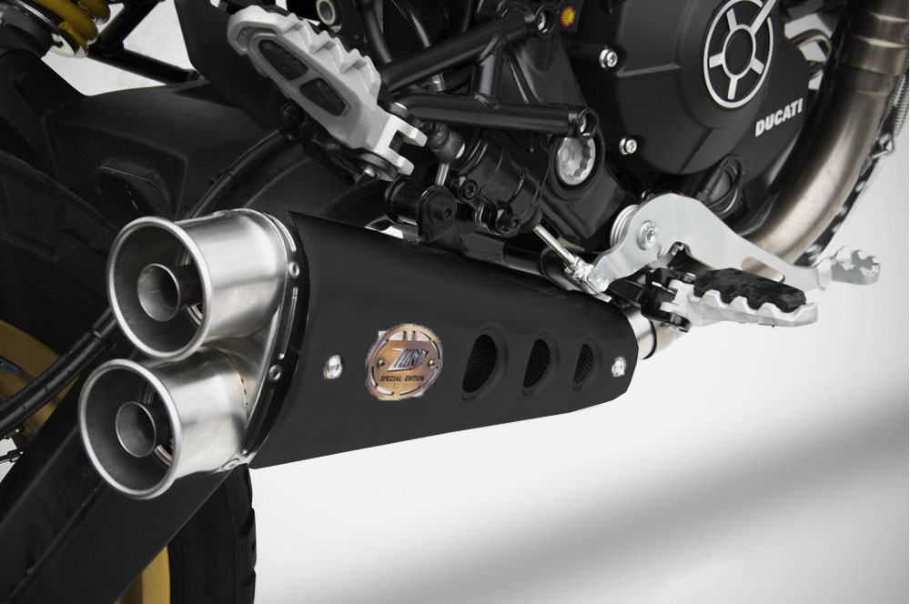 Slip-On Racing "SPECIAL EDITION" Zard Acciaio Inox satinato con paracalore Nero per DUCATI SCRAMBLER 800 DESERT SLED 2017-2020