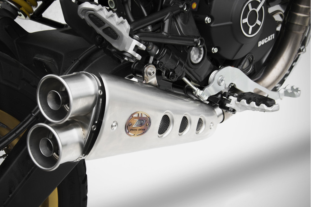 Slip-On Omologato "SPECIAL EDITION" Zard Acciaio Inox satinato con paracalore per DUCATI SCRAMBLER 800 DESERT SLED 2017-2020