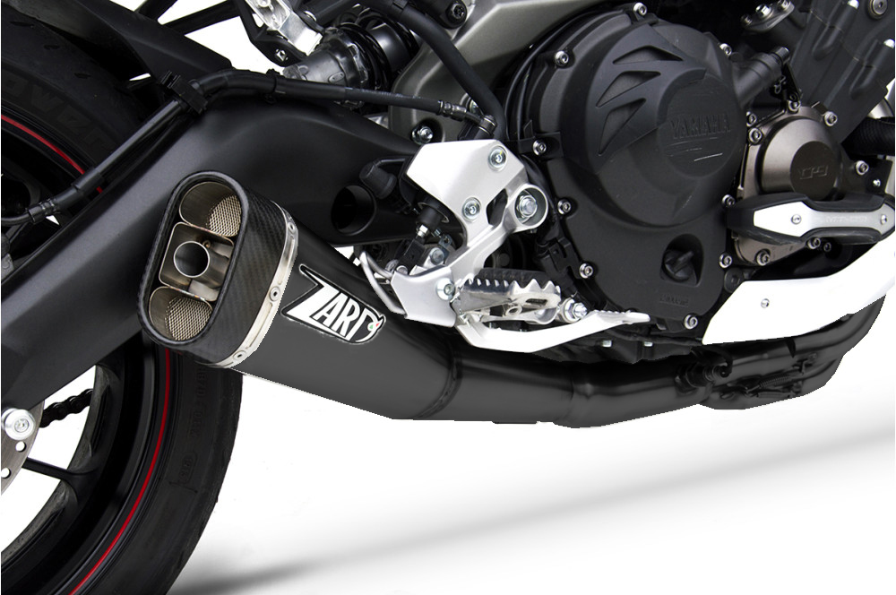 Kit Completo Zard 3>1 Acciaio Inox Fondello Carbonio Racing Nero per YAMAHA MT-09 2013-2016