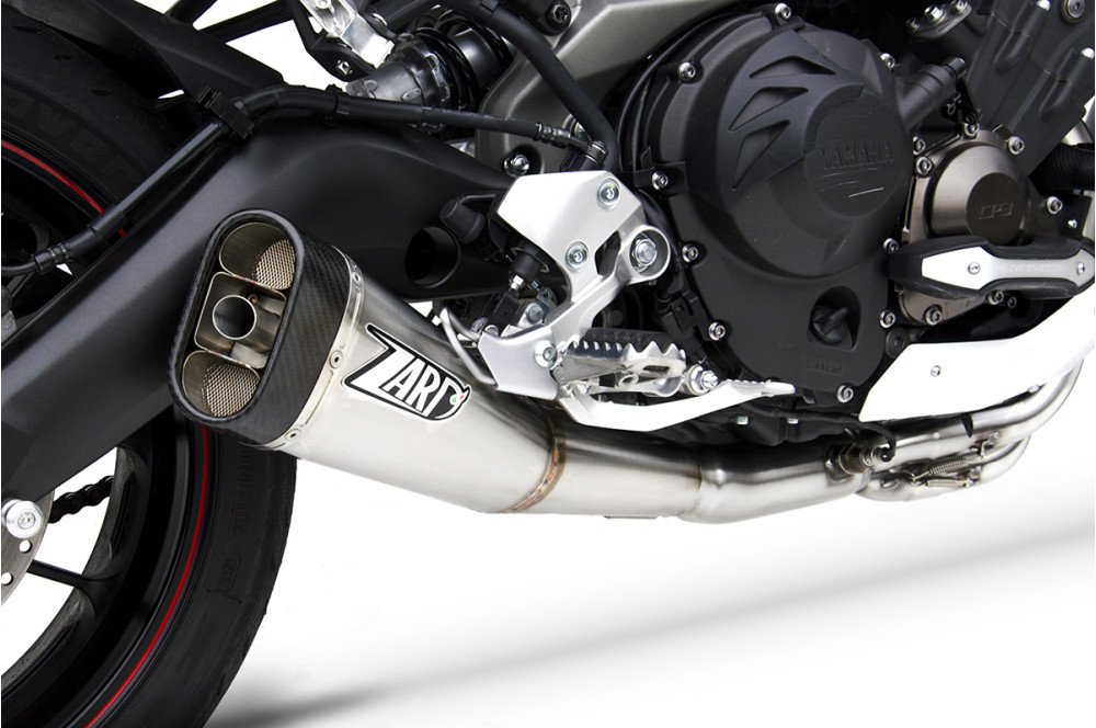 Kit Completo Zard 3>1 Acciaio Inox Fondello Carbonio Omologato Satinato per YAMAHA MT-09 2013-2016