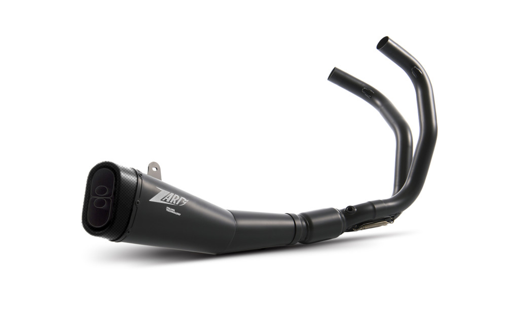 Kit Completo 2>1 Zard Inox con Fondello Carbonio Nero Omologato per YAMAHA MT-07 2017-2023