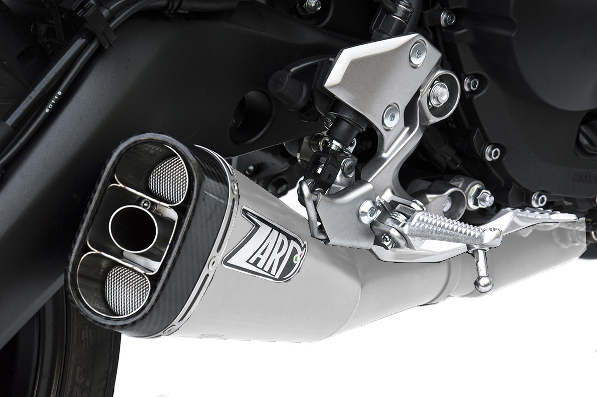 Kit Completo 2>1 Zard Acciaio Inox Racing Satinato fondello Carbonio per YAMAHA XSR 900 2016-2020