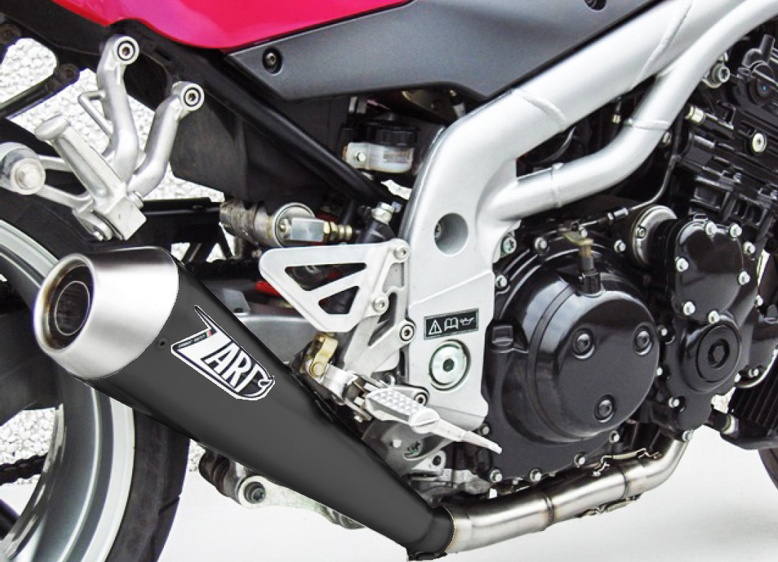 Slip-On Zard "CONICO" Acciaio Inox Fondello Inox Racing Nero per TRIUMPH SPEED TRIPLE 955 2002-2004
