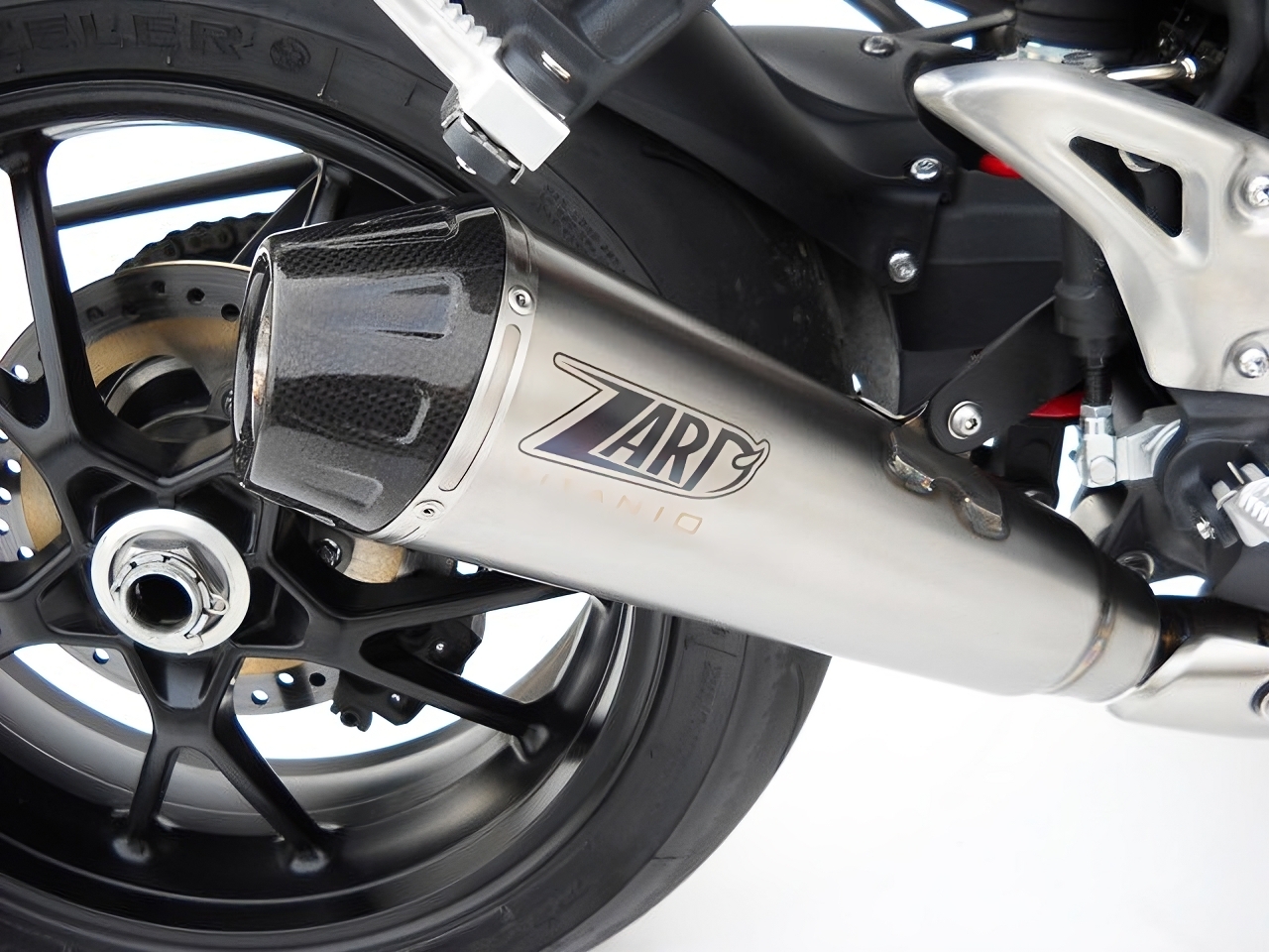 Slip-On Zard Acciaio Inox Fondello Carbonio Racing Satinato per TRIUMPH SPEED TRIPLE 1050 2011-2013