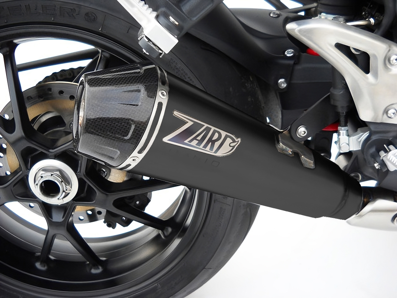 Slip-On Zard Acciaio Inox Fondello Carbonio Racing Nero per TRIUMPH SPEED TRIPLE 1050 2011-2013