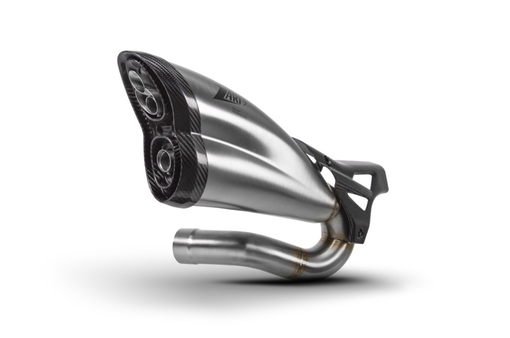 Slip-On Zard Acciaio Inox Omologato Satinato fondello carbonio per TRIUMPH ROCKET III 2021-2023