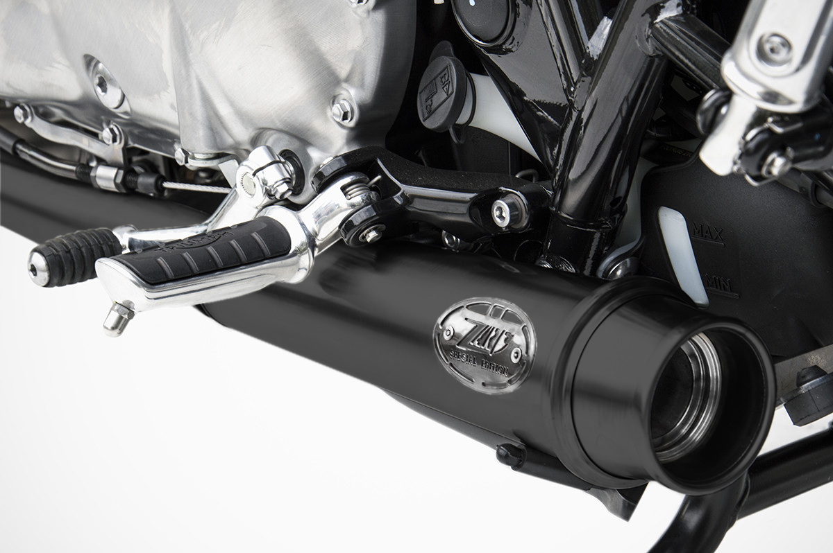 Slip-On Kit Zard 2>2 Acciaio Inox Racing Nero con Catalizzatore di serie per TRIUMPH BONNEVILLE T100 2017-2020