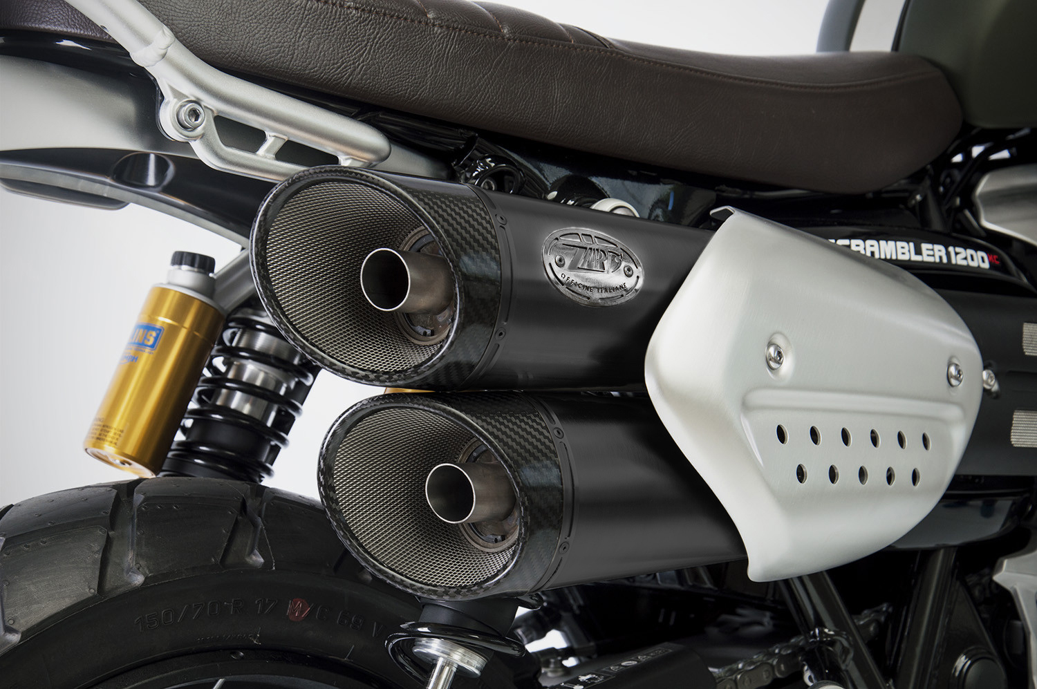 Slip-On Zard Acciaio Inox Fondello Carbonio Nero Omologato per TRIUMPH SCRAMBLER 1200 2021-2023