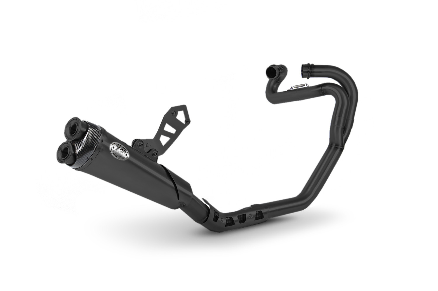 Kit Completo Zard 2>1 Acciaio Inox Racing Nero Fondello Carbonio per TRIUMPH SCRAMBLER 1200 2021-2023