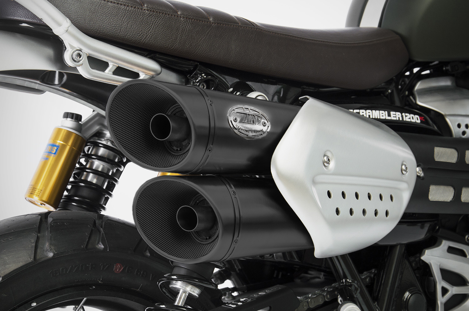 Slip-On Zard Acciaio Inox Fondello Inox Nero Racing per TRIUMPH SCRAMBLER 1200 2019-2020
