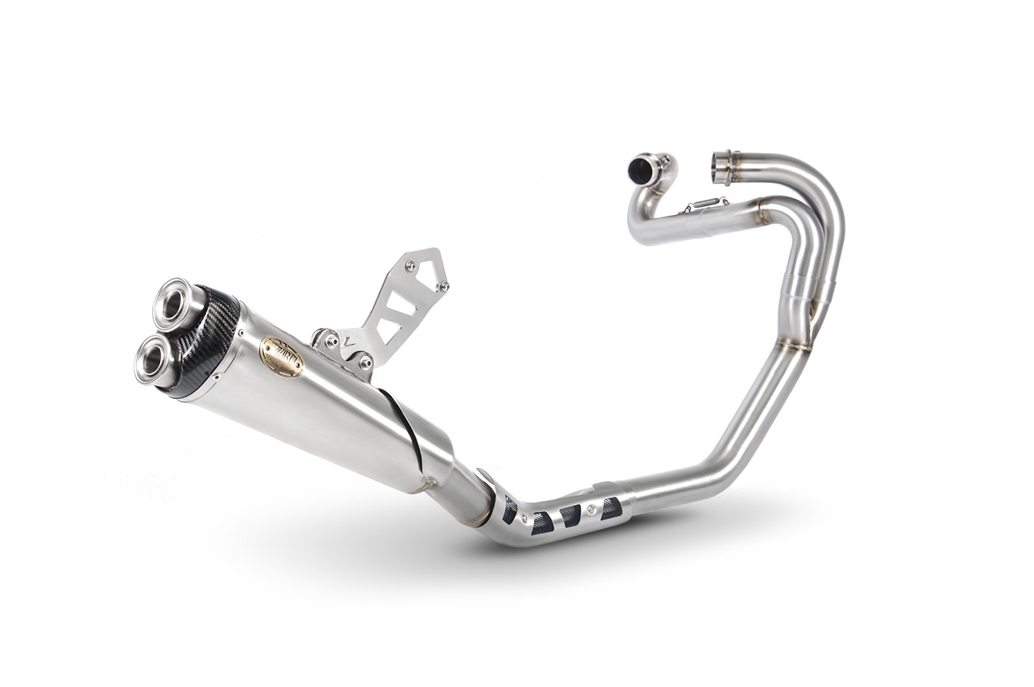Kit Completo Zard 2>1 Acciaio Inox Omologato Satinato Fondello Carbonio per TRIUMPH SCRAMBLER 1200 2019-2020