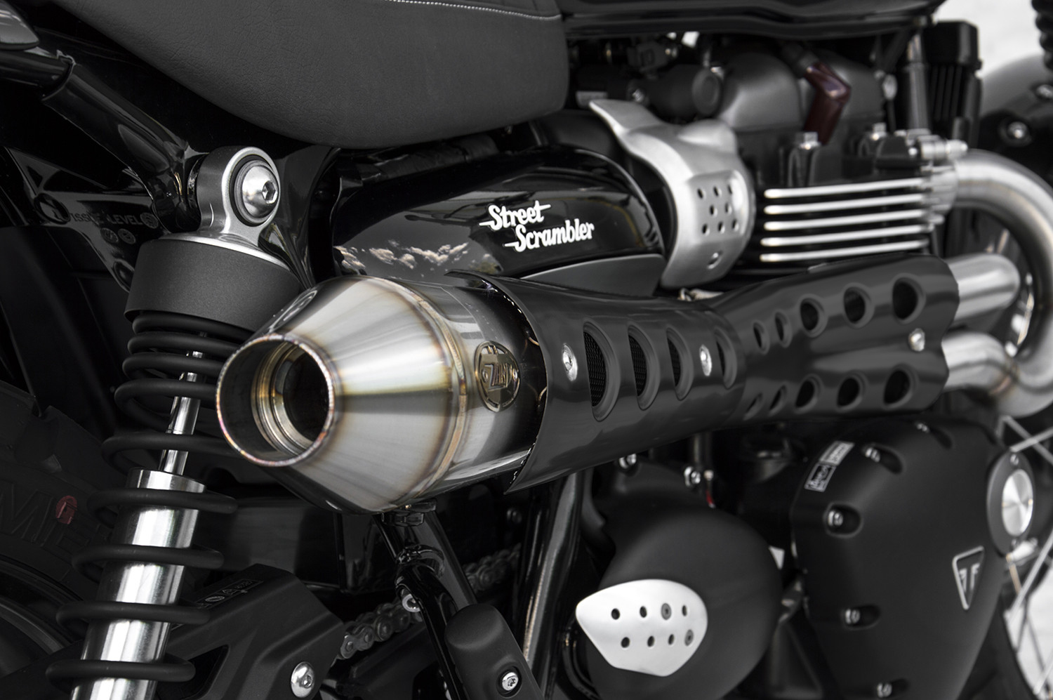 Kit Completo Zard 2>1 "CONICO" Alto Acciaio Inox Paracalore Nero Racing per TRIUMPH STREET SCRAMBLER 900 2017-2020