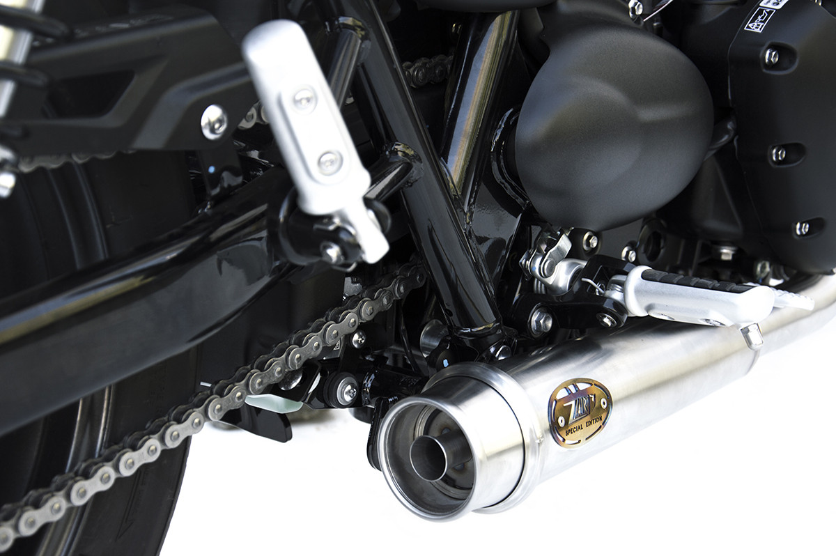 Slip-On Zard Laterale Basso Acciaio Inox Racing Satinato per TRIUMPH STREET TWIN 900 2016-2020