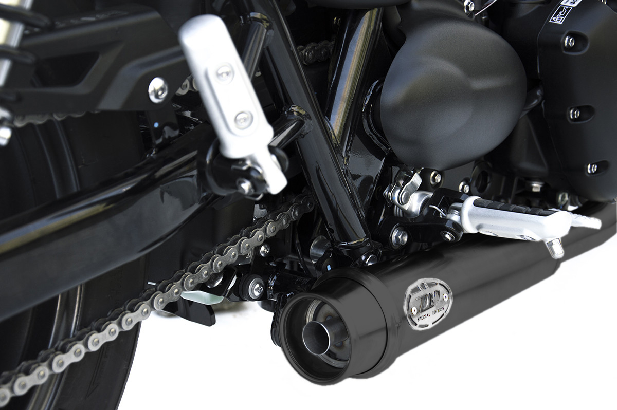 Slip-On Zard Laterale Basso Acciaio Inox Omologato Nero per TRIUMPH STREET TWIN 900 2016-2020