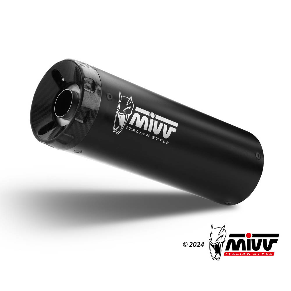 Coppia silenziatori Omologato ECE se provvisto di catalizzatore Mivv HR-1 Nero con fondello in carbonio per HARLEY DAVIDSON SPORTSTER S 2021-2024